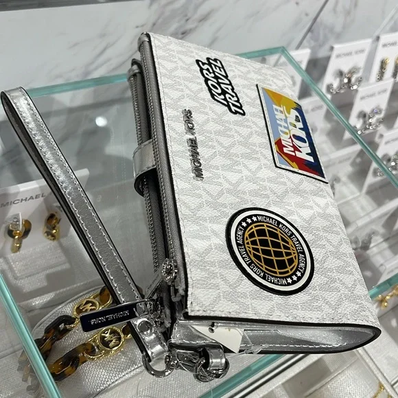 Michael Kors Jet Set Travel Large Embellished Signature Logo Wristlet Wallet Phn - Picture 6 of 16